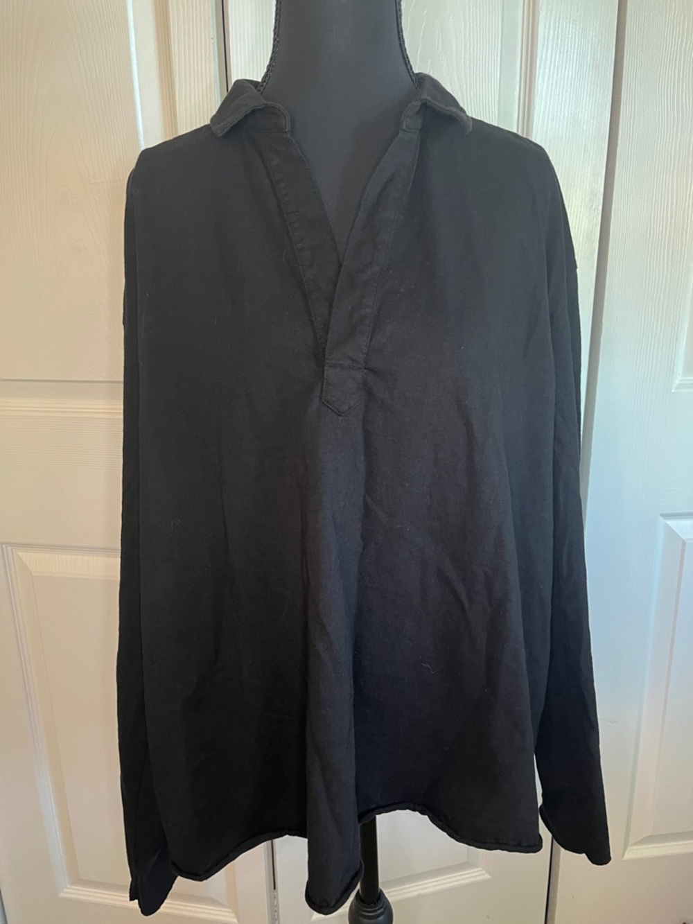 Frank & Eileen Black Patrick Popover Henley Pullover Top Size XL Minimalist